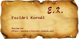 Eszlári Kornél névjegykártya